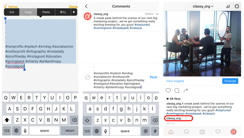 instagram tip to hide hashtags - how nonprofits can be awesome on!    instagram