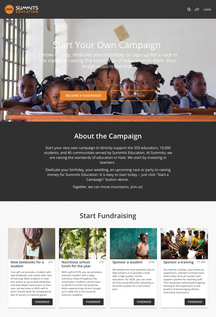 Summit peer-to-peer fundraising campaign