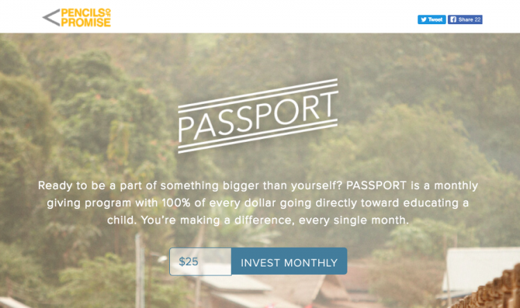 monthly giving program microsite