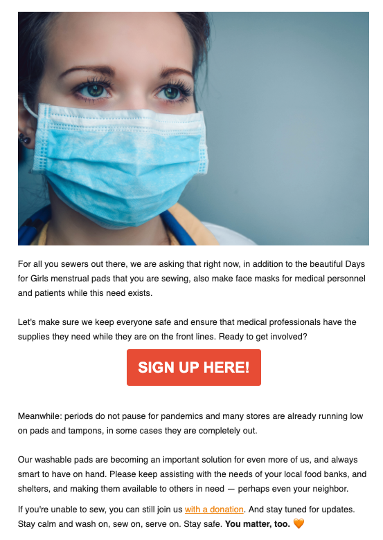 masks4millions campaign days for girls