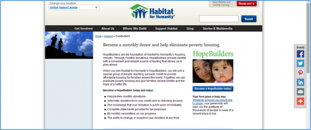 Habitat for Humaity Webpage