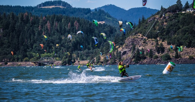 Windsurfers on Lake