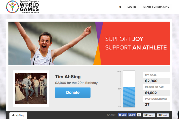 Personal Fundraising Page Progress Bar