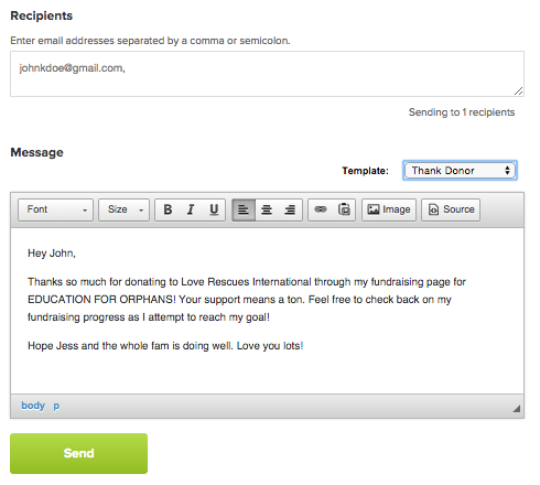 Email Function for Fundraisers