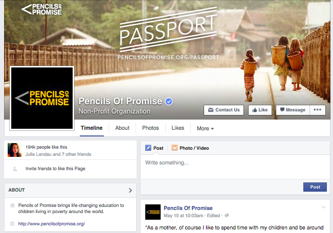 Pencils of Promise Facebook Page