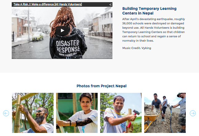 All Hands Nepal fundraising content