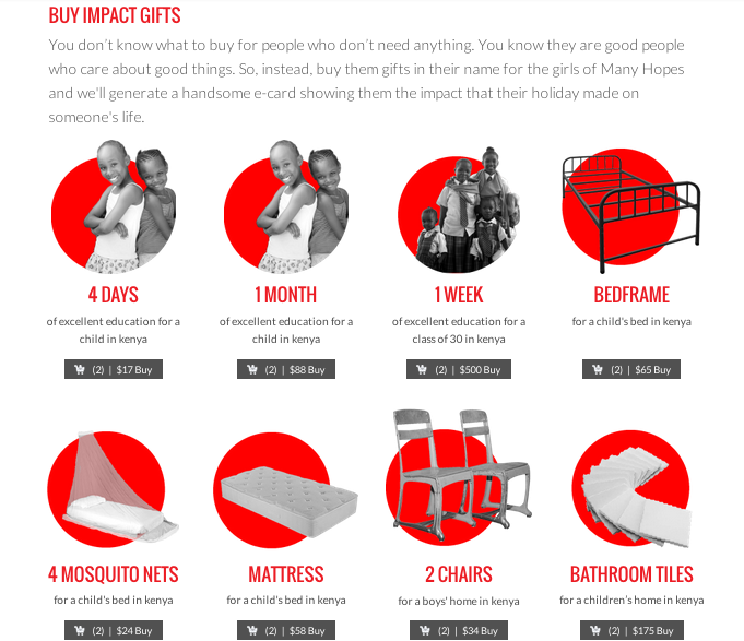 Many Hopes Impact Gifts Catalog